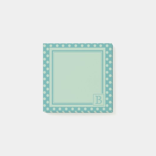 Post-it® Motif à pois monogramme sarcelle (Devant)
