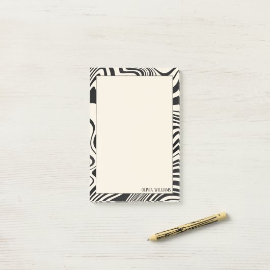 Post-it® Motif Abstrait Retro Black Swirl (Sur un bureau)