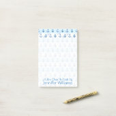Post-it® Motif Ancre Bleu Pastel| Ajouter votre nom (Sur un bureau)