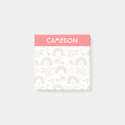 Post-it® Motif arc-en-ciel fleuri coloré (Devant)