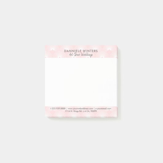 Post-it® Motif Art Déco Élégant En Rose & Blanc (Devant)