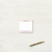 Post-it® Motif Art Déco Élégant En Rose & Blanc (Sur un bureau)