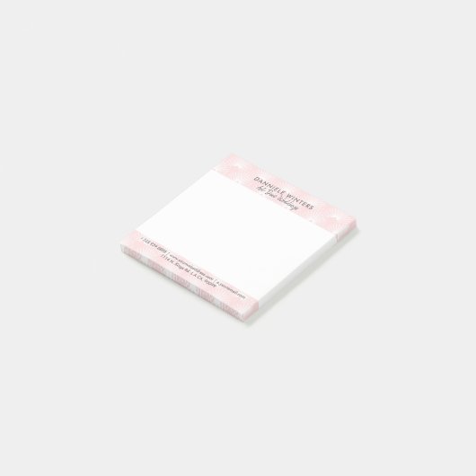 Post-it® Motif Art Déco Élégant En Rose & Blanc (Incliné)