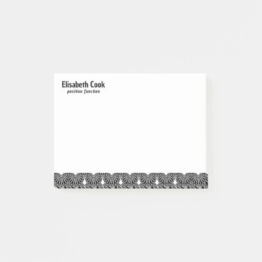 Post-it® Motif Art déco noir et blanc, texte personnalisé (Devant)