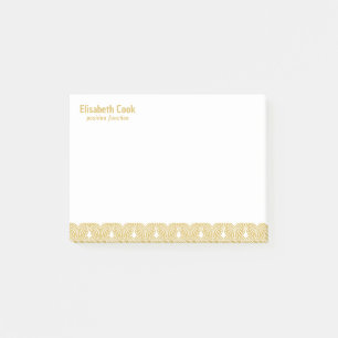 Post-it® Motif Art Déco or et blanc, texte personnalisé