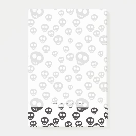Post-it® Motif aux crânes noirs sur blanc (Devant)