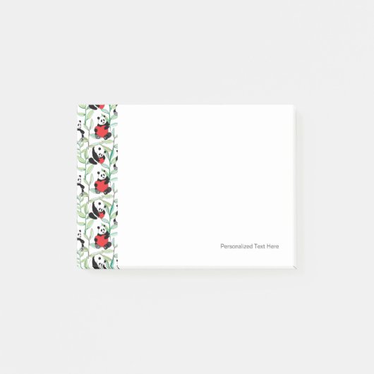 Post-it® motif avec de beaux pandas avec des coeurs (Devant)