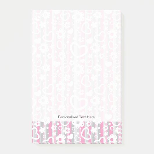 Post-it® Motif avec des coeurs et des fleurs (Devant)