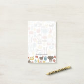 Post-it® Motif avec des icônes de cuisine (Sur un bureau)
