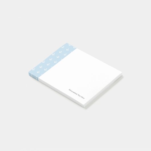 Post-it® Motif avec les ancres blanches sur le bleu (Incliné)