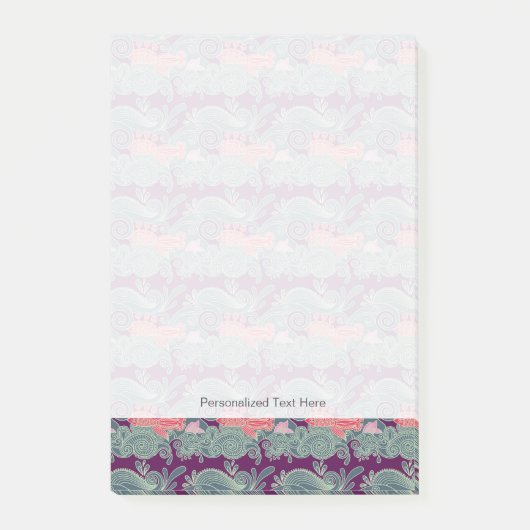 Post-it® Motif avec les poissons et la vague pourpre (Devant)