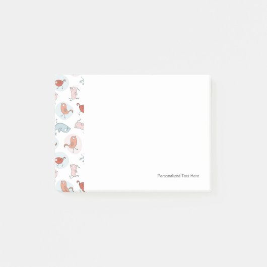 Post-it® motif avec oiseaux de caricature (Devant)