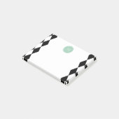 Post-it® Motif blanc noir de harlequin, monogramme vert en (Incliné)