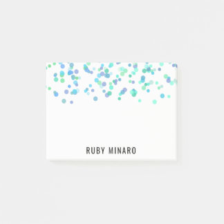 Post-it® Motif bleu d'amusement de confettis d'aquarelle de