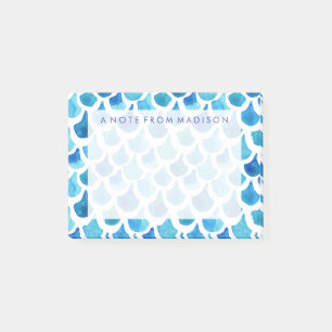 Post-it® Motif bleu d'échelle d'aquarelle