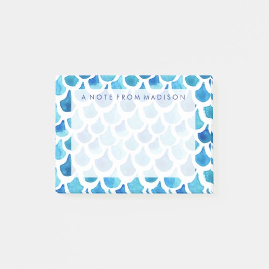 Post-it® Motif bleu d'échelle d'aquarelle (Devant)