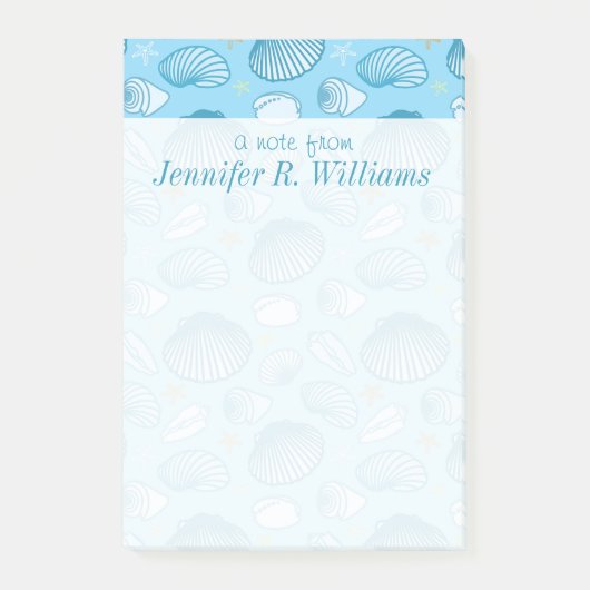 Post-it® Motif bleu océan| Ajouter votre nom (Devant)