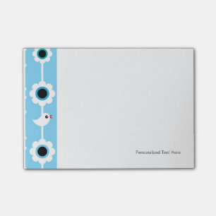 Post-it® motif bleu oiseaux et fleurs