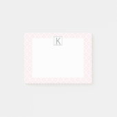 Post-it® Motif Carré rose Monogram Pastel avec gris (Devant)