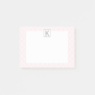 Post-it® Motif Carré rose Monogram Pastel avec gris