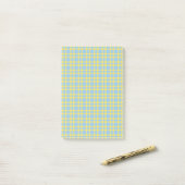 Post-it® Motif carreaux bleu jaune (Sur un bureau)