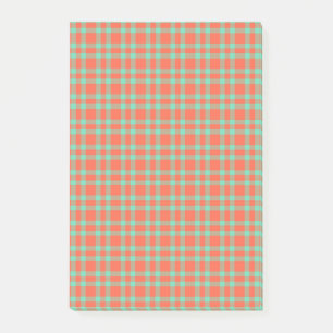 Post-it® Motif carreaux bleu-vert corail