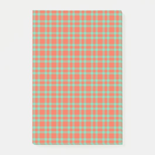Post-it® Motif carreaux bleu-vert corail (Devant)