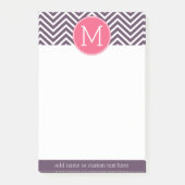 Post-it® Motif Chevron avec Monogramme - rose violet (Devant)