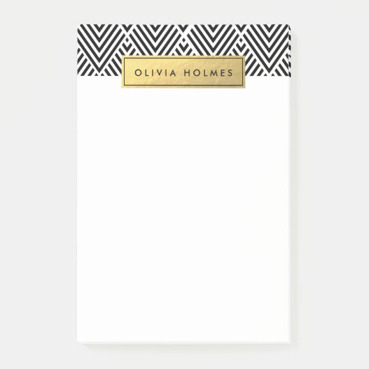 Post-it® Motif Chevron Black & Gold Faux Foil (Devant)