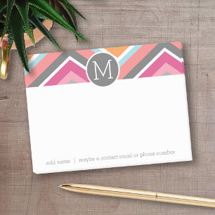 Post-it® Motif Chevron coloré avec monogramme personnalis