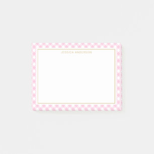 Post-it® Motif Chic Rose Et Blanc En vichy