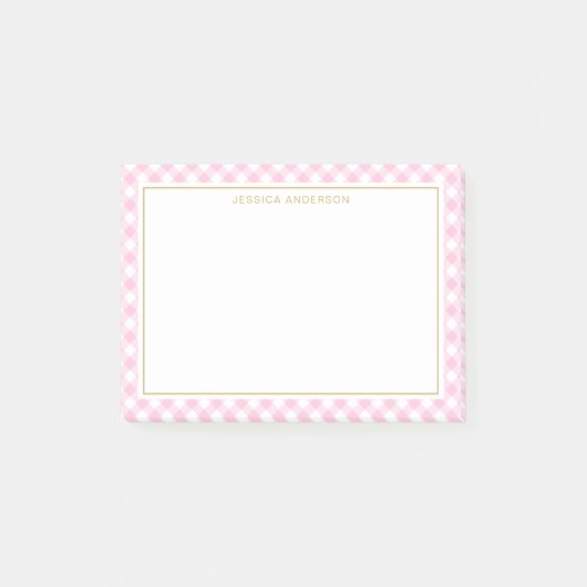 Post-it® Motif Chic Rose Et Blanc En vichy (Devant)
