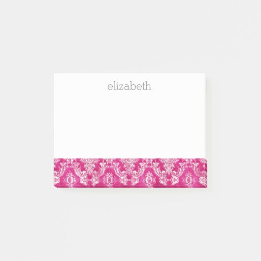 Post-it® Motif Damas rose chaud - Nom du script (Devant)