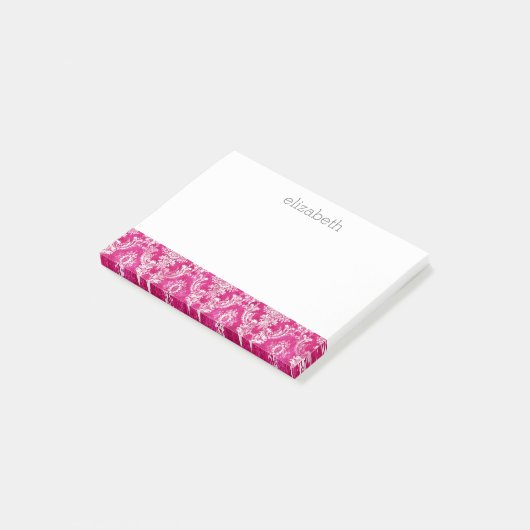 Post-it® Motif Damas rose chaud - Nom du script (Incliné)