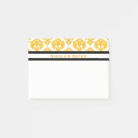 Motif damassé jaune et blanc moderne personnalisé