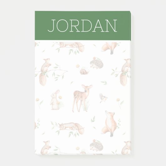 Post-it® Motif d'amis animaux de bois mignon (Devant)