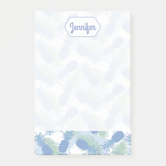 Post-it® Motif d'ananas tropical Pastel| Ajouter votre nom (Devant)