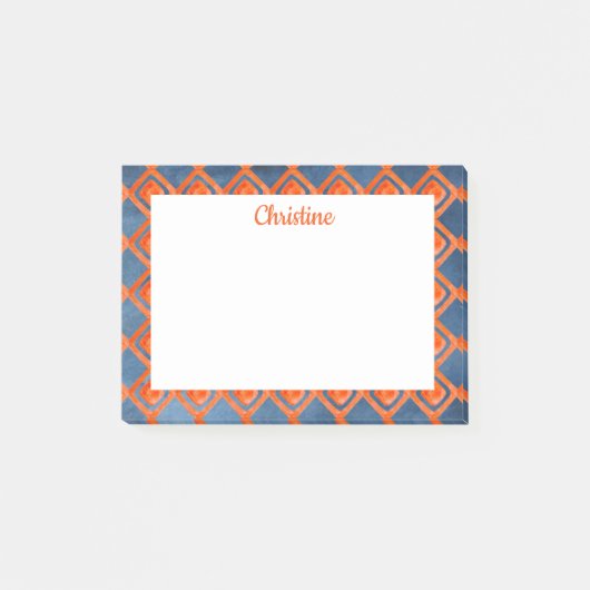Post-it® Motif d'aquarelle bleu Orange Navy (Devant)