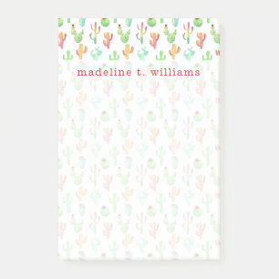Post-it® Motif d'aquarelle Cactus Pastel