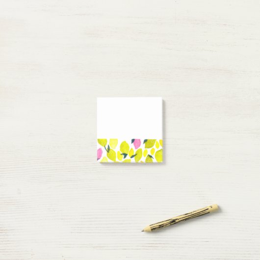Post-it® Motif d'aquarelle citron (Sur un bureau)
