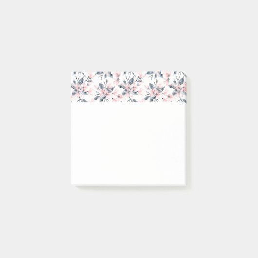 Post-it® Motif d'aquarelle rose et gris (Devant)