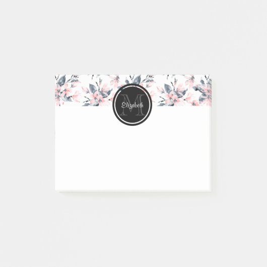Post-it® Motif d'aquarelle rose et gris (Devant)