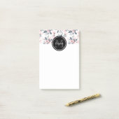 Post-it® Motif d'aquarelle rose et gris (Sur un bureau)