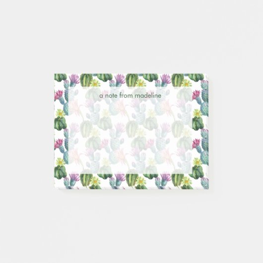 Post-it® Motif d'art de cactus d'aquarelle (Devant)