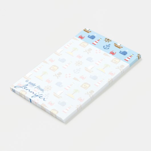 Post-it® Motif d'art maritime Pixel| Ajouter votre nom (Incliné)