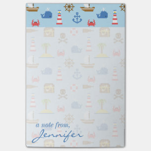 Post-it® Motif d'art maritime Pixel  Ajouter votre nom