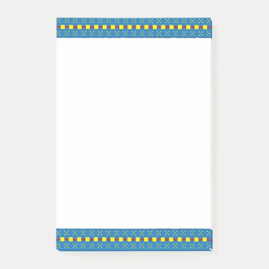 Post-it® Motif d'art populaire géométrique bleu et jaune (Devant)