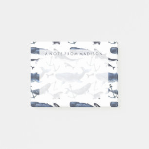 Post-it® Motif de baleine et d'Ancre d'aquarelle