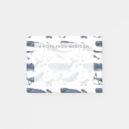 Post-it® Motif de baleine et d'Ancre d'aquarelle (Devant)