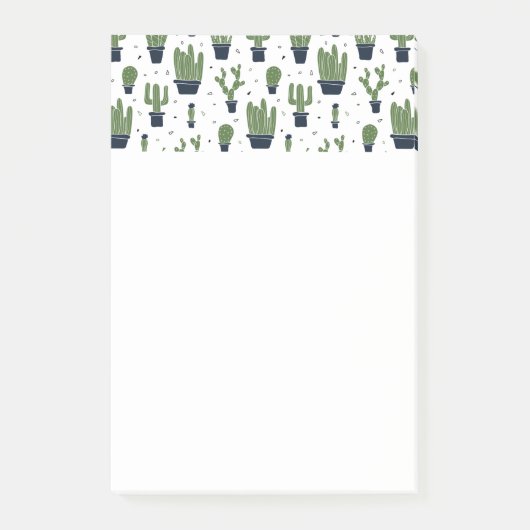 Post-it® Motif de cactus vert foncé rustique du désert (Devant)